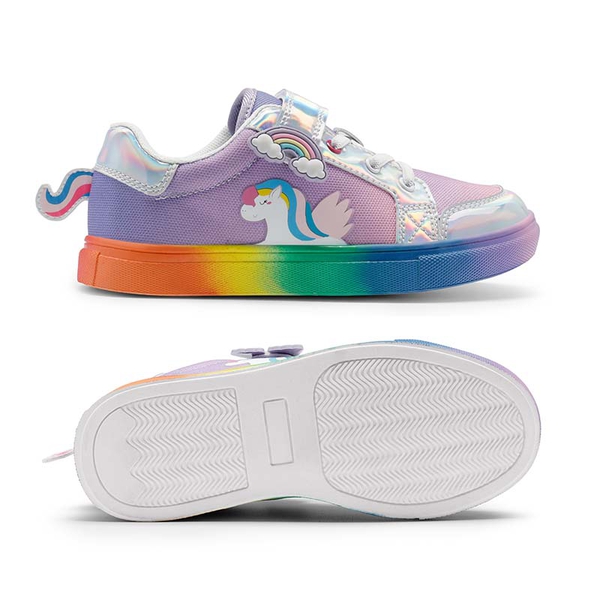 [Storybook Rainbow] Kids Breathable Fun Design Sneakers - RAINBOW  SILVER - 1